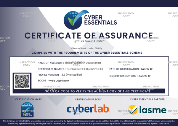 Syntura Cyber Essentials Certificate